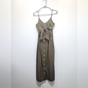 Style House Button Front Tie Dress In Olive‎ Green Size Medium